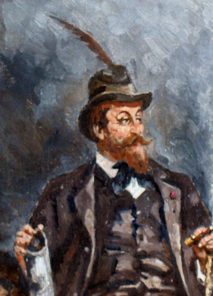 Ritratto del pittore Alfred Verwee. Dettaglio da Le vainqueur du match